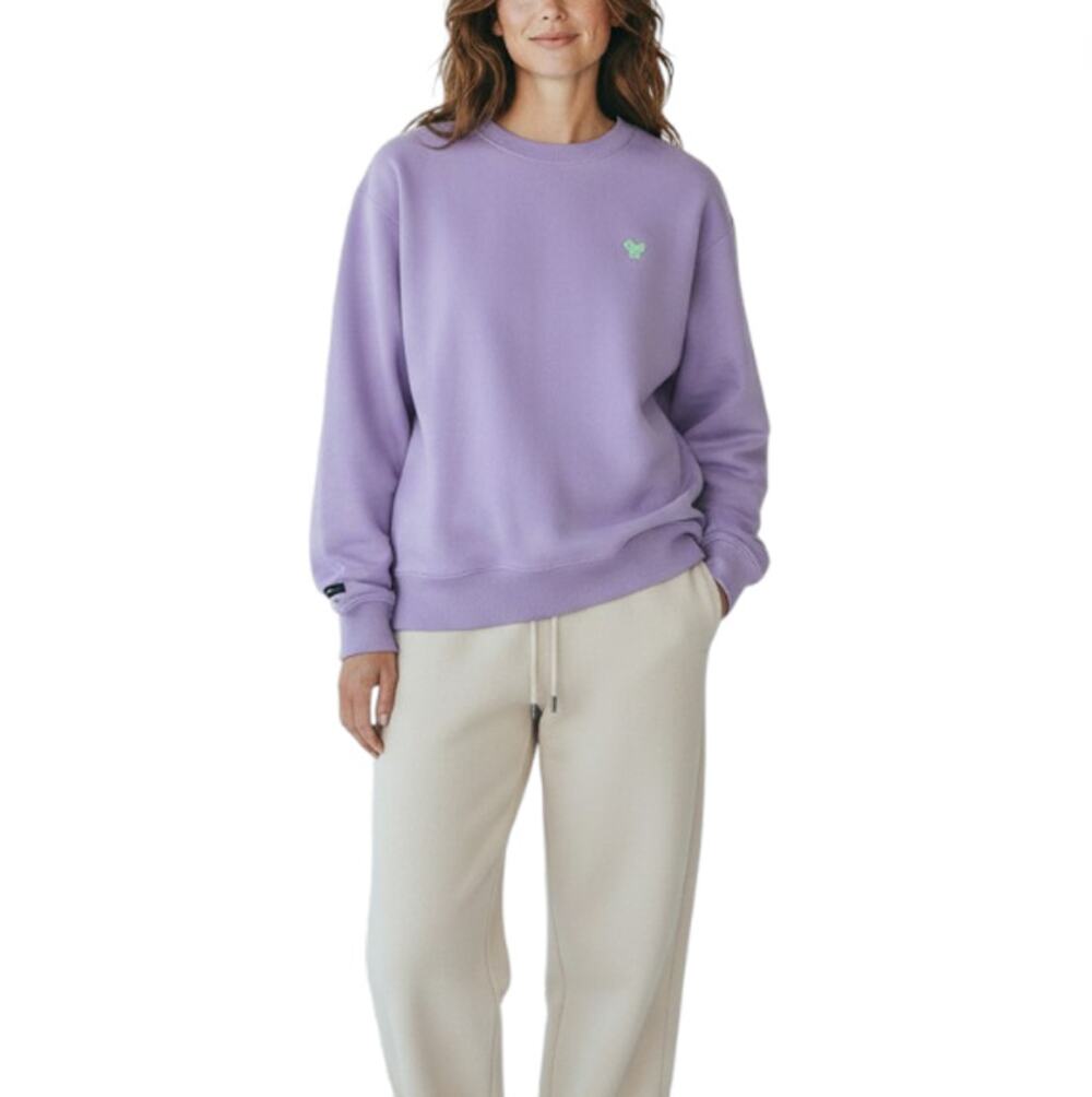 BAD BIRDIE Crew Pullover- Sweatshirt Sz XL Purple Cozy Fleece Inside Rare City